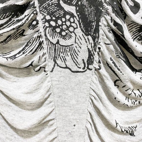 Language Angels Floral Rhinestone Draped Blouse S - Picture 3 of 9